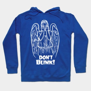 Don't Blink Winking Angel Bad Line Art in White Hoodie